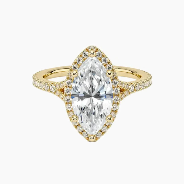 Lysandra Marquise Hidden Halo 1.5 Carat Lab Grown Diamond Engagement Ring in 14K Yellow Gold