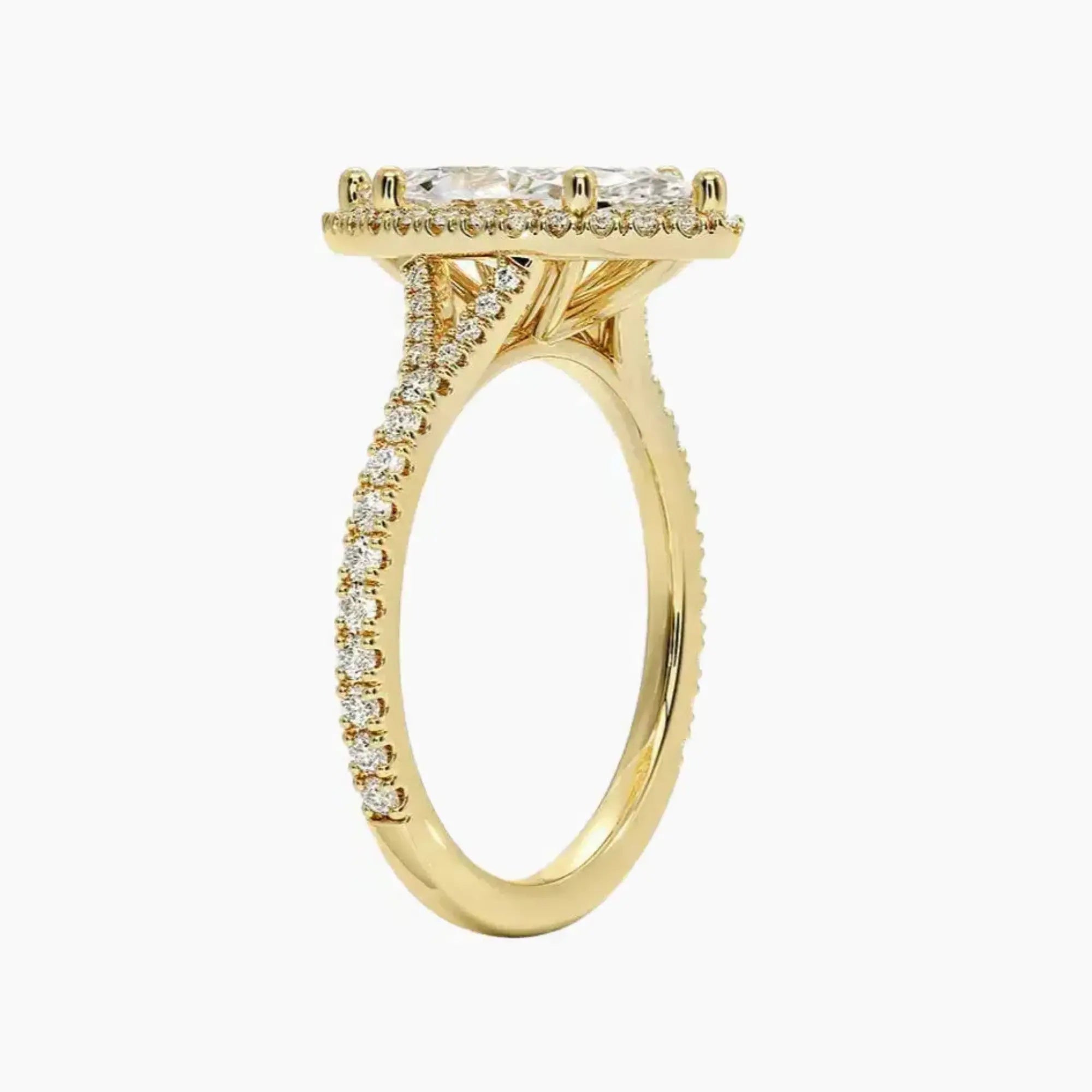 Lysandra Marquise Hidden Halo 3 Carat Lab Grown Diamond Engagement Ring in 18K Yellow Gold