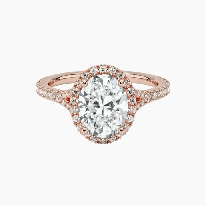 Lysandra Oval Hidden Halo 1 Carat Lab Grown Diamond Engagement Ring in 18K Rose Gold