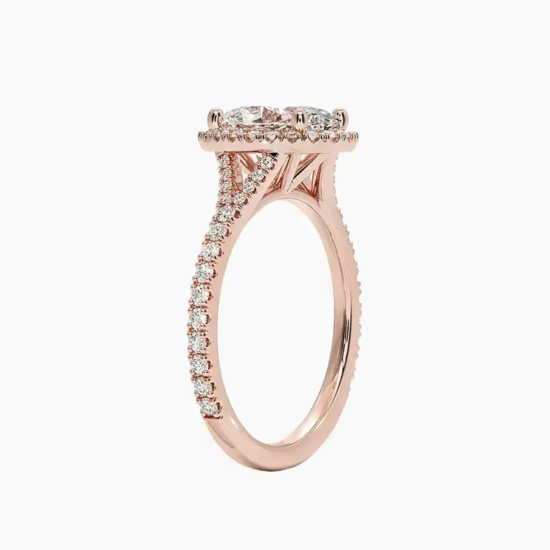 Lysandra Oval Hidden Halo 1 Carat Lab Grown Diamond Engagement Ring in 14K Rose Gold