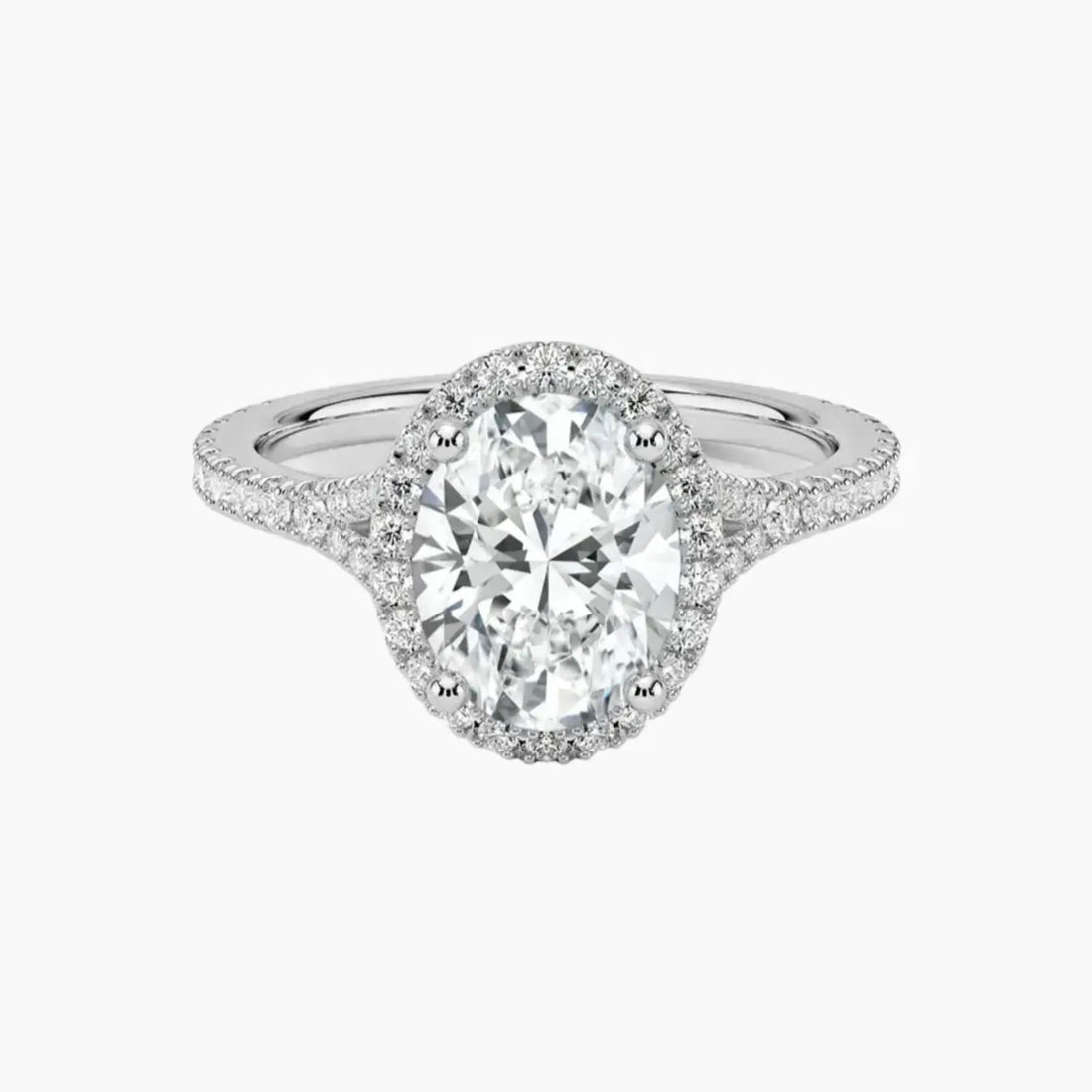 Lysandra Oval Hidden Halo 1.5 Carat Lab Grown Diamond Engagement Ring in 14K White Gold