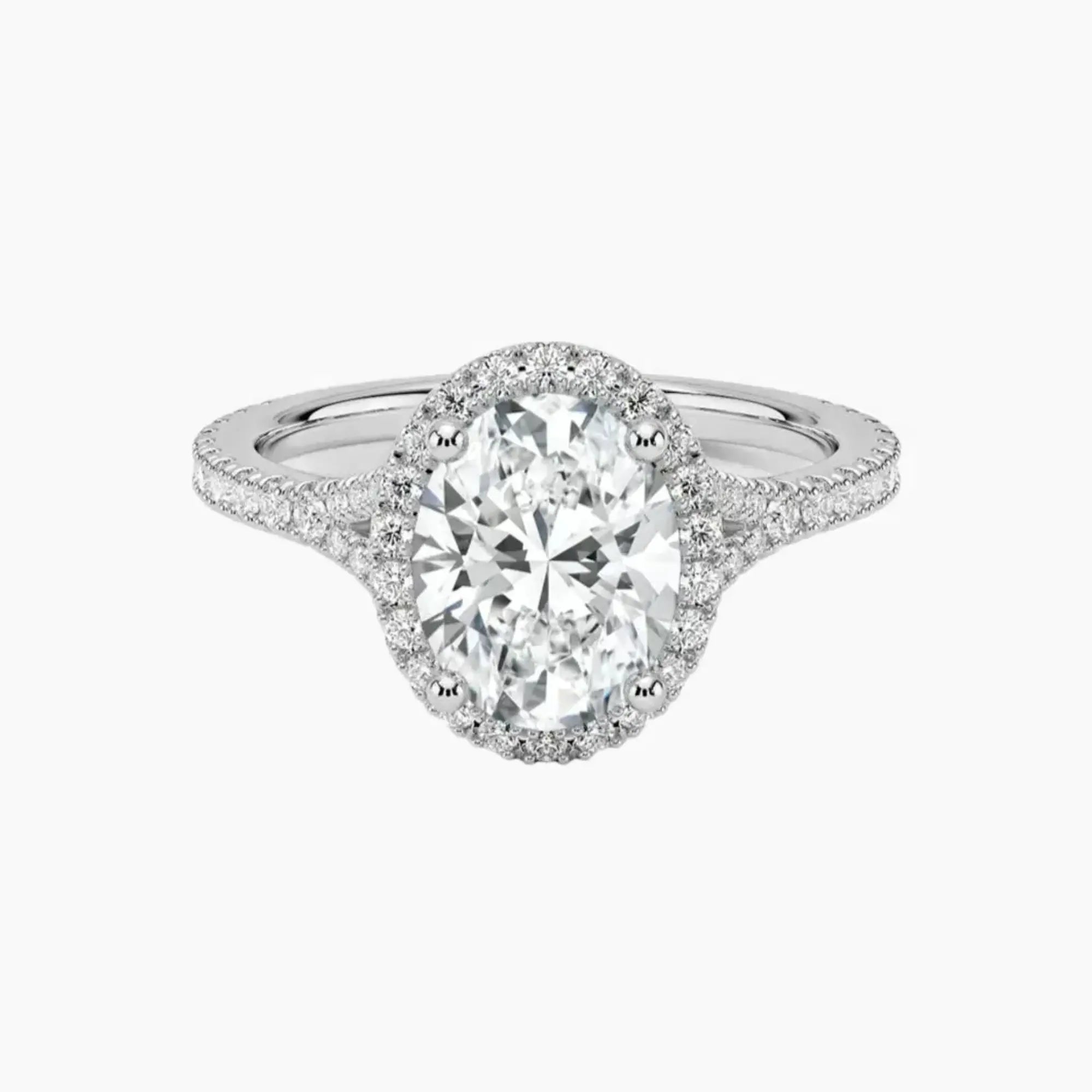 Lysandra Oval Hidden Halo 3 Carat Lab Grown Diamond Engagement Ring in 18K Rose Gold