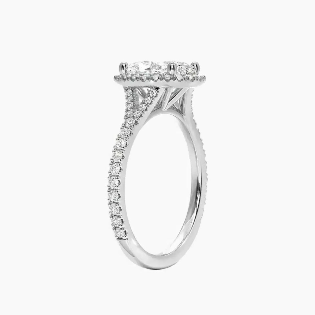 Lysandra Oval Hidden Halo 1 Carat Lab Grown Diamond Engagement Ring in 18K White Gold