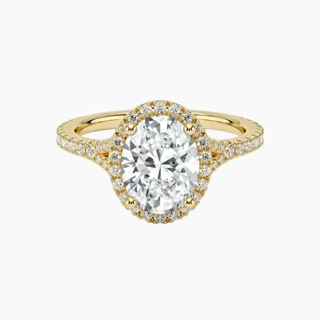 Lysandra Oval Hidden Halo Diamond Ring Setting in 14K Rose Gold