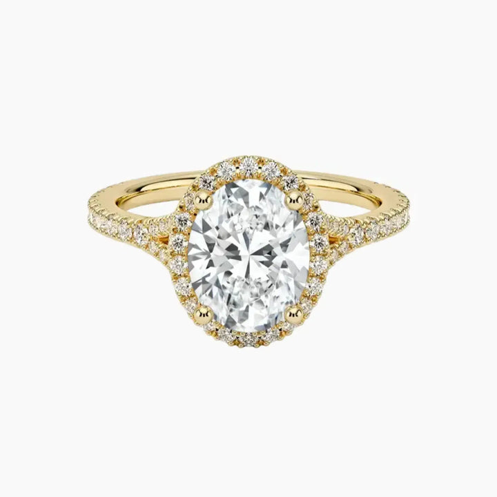 Lysandra Oval Hidden Halo 1.5 Carat Lab Grown Diamond Engagement Ring in 18K Yellow Gold