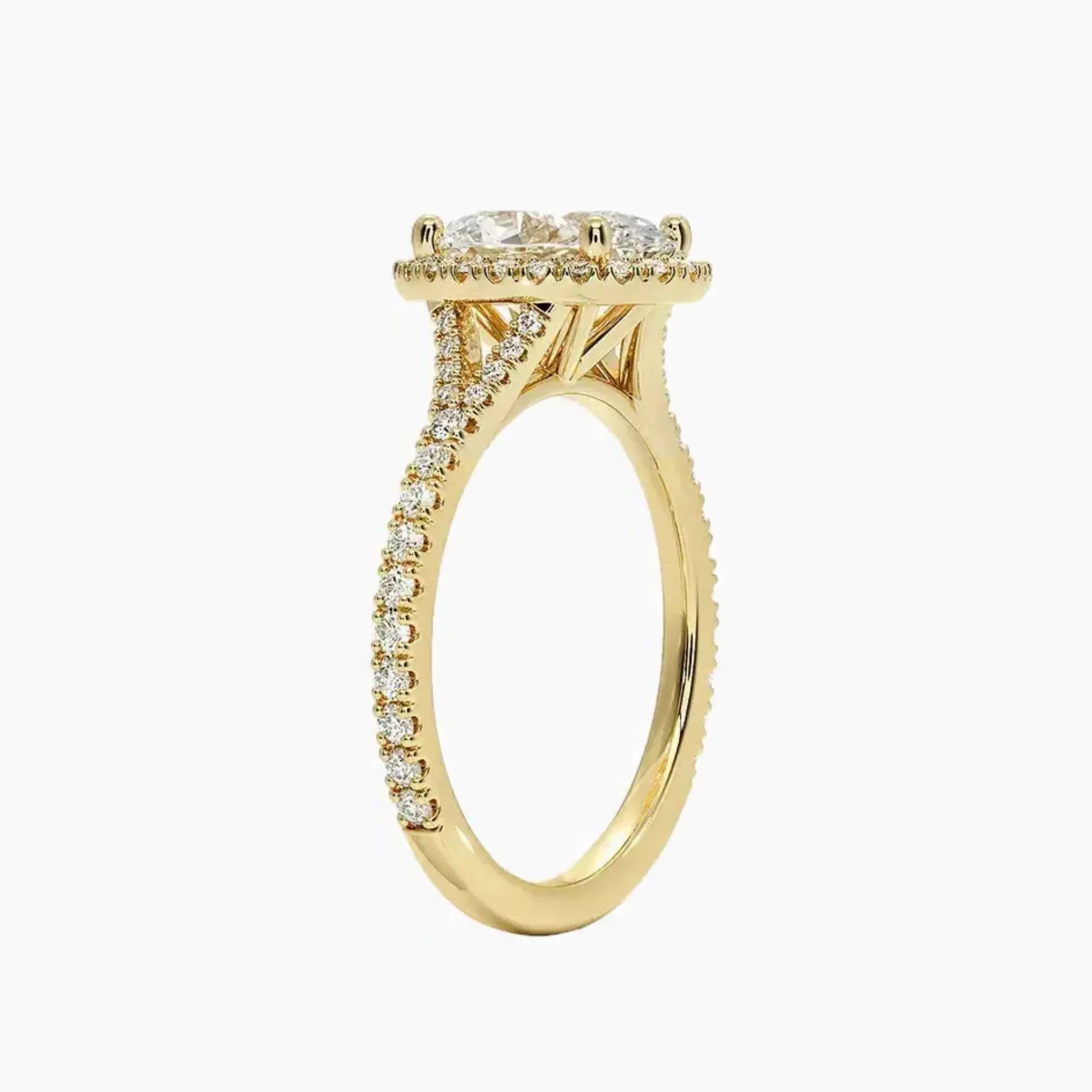 Lysandra Oval Hidden Halo 3 Carat Lab Grown Diamond Engagement Ring in 18K Yellow Gold