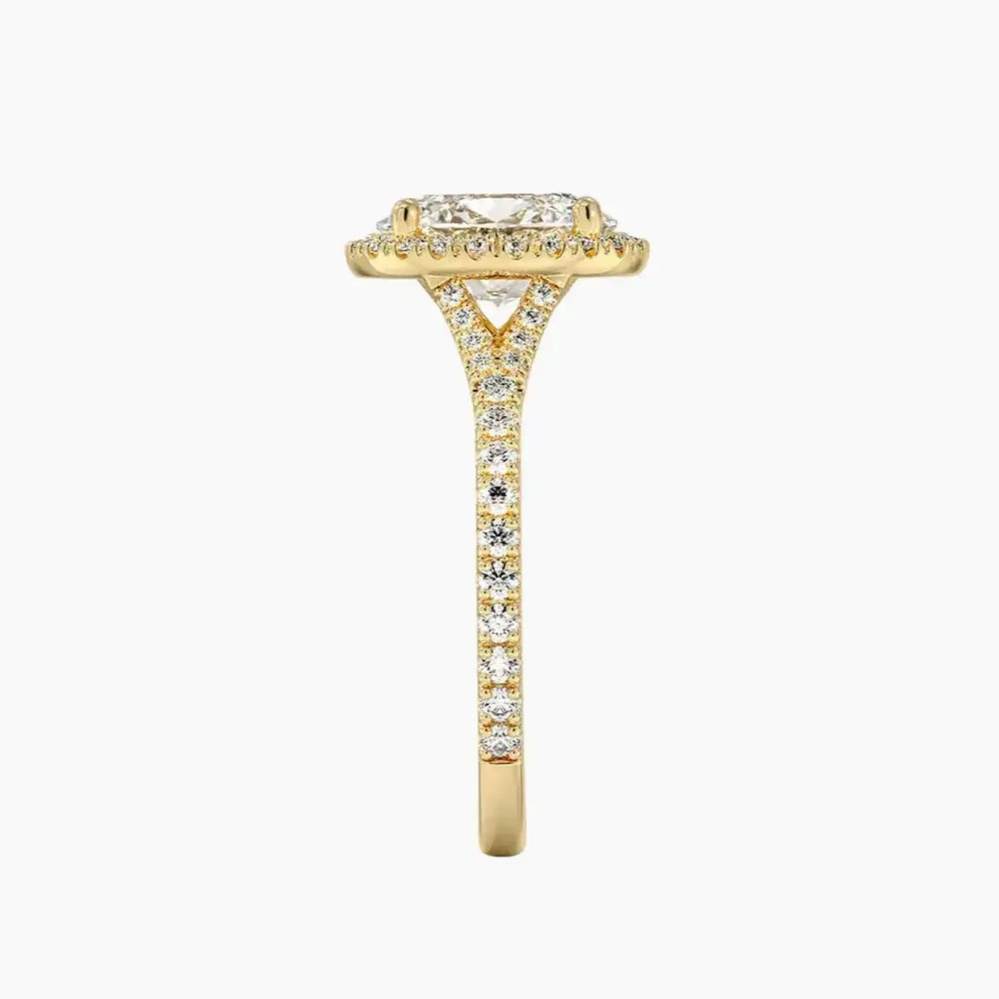 Lysandra Oval Hidden Halo Diamond Ring Setting in 18K Rose Gold