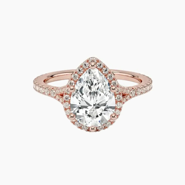 Lysandra Pear Hidden Halo 1 Carat Lab Grown Diamond Engagement Ring in 14K Rose Gold