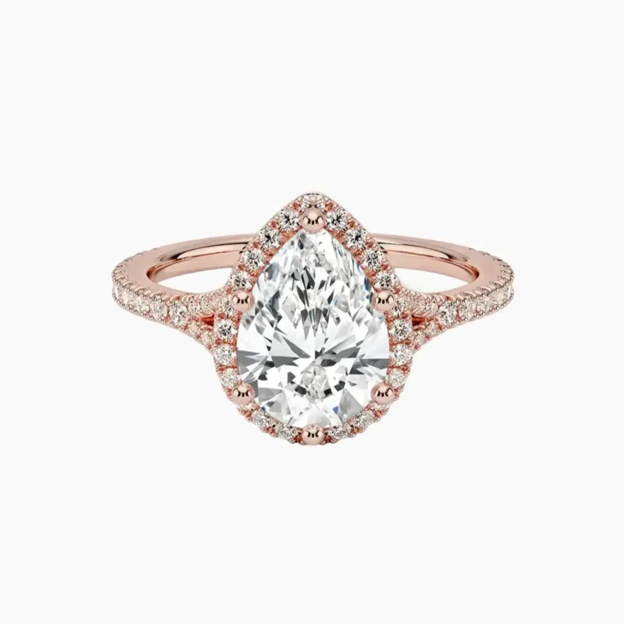 Lysandra Pear Hidden Halo 1.5 Carat Lab Grown Diamond Engagement Ring in 18K Rose Gold