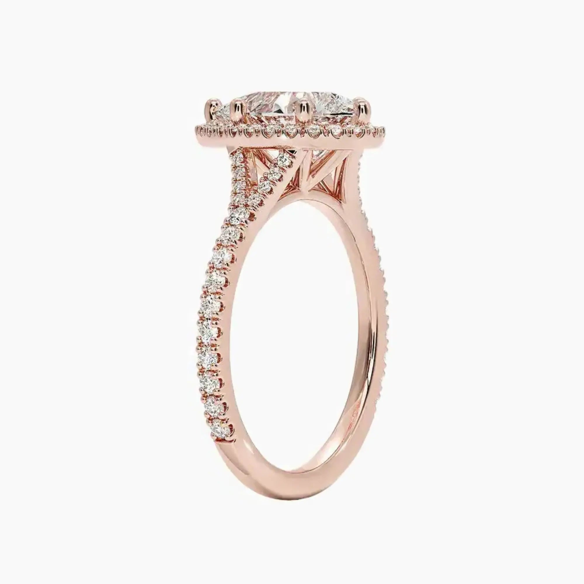 Lysandra Pear Hidden Halo Diamond Ring Setting in 14K Rose Gold