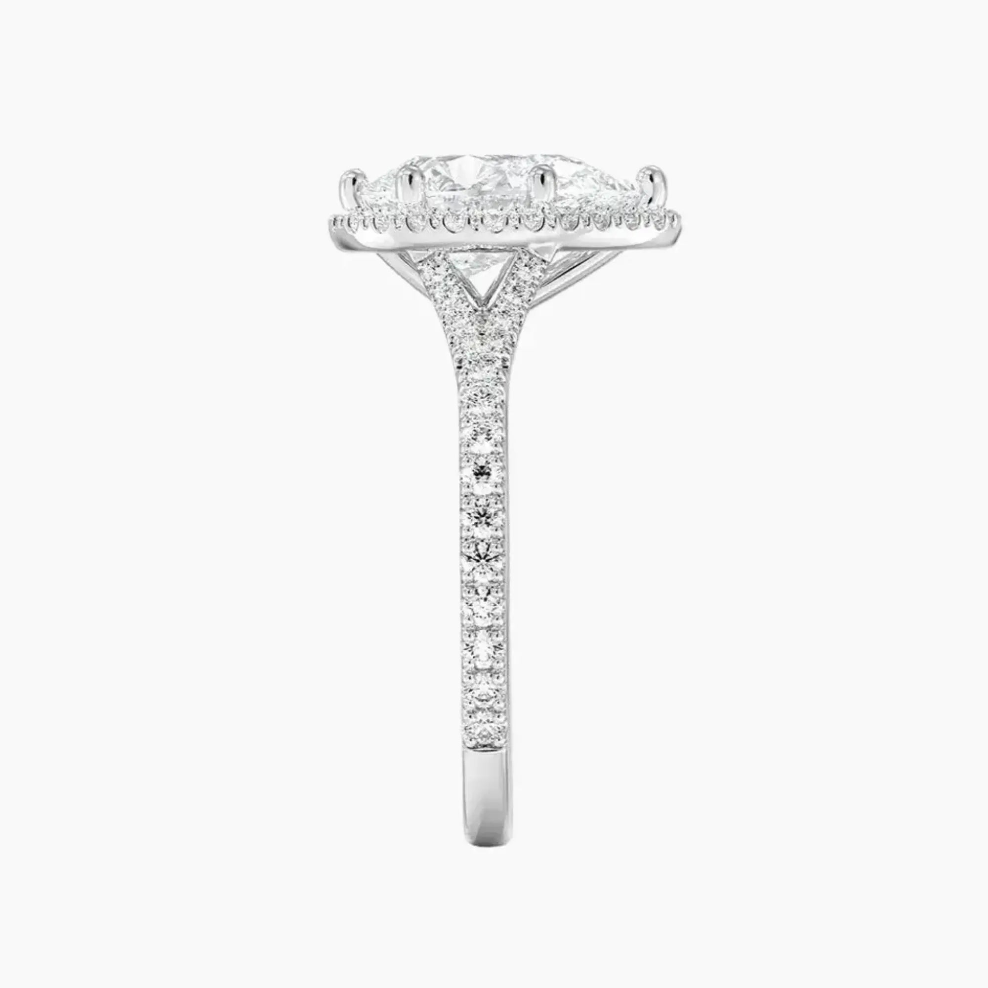 Lysandra Pear Hidden Halo 3 Carat Lab Grown Diamond Engagement Ring in 18K Rose Gold