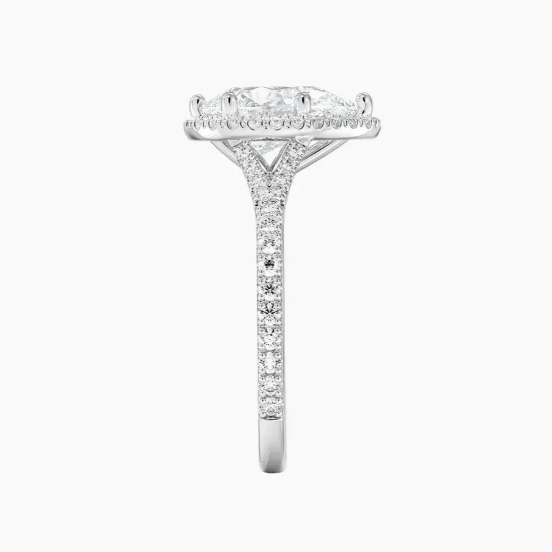 Lysandra Pear Hidden Halo Diamond Ring Setting in 18K Yellow Gold