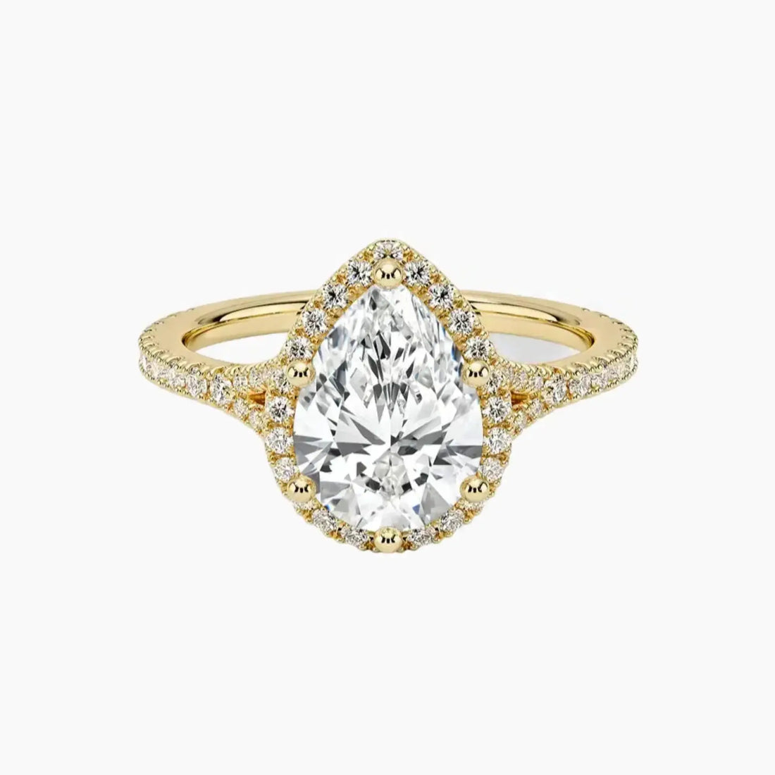 Lysandra Pear Hidden Halo 3 Carat Lab Grown Diamond Engagement Ring in 14K Rose Gold