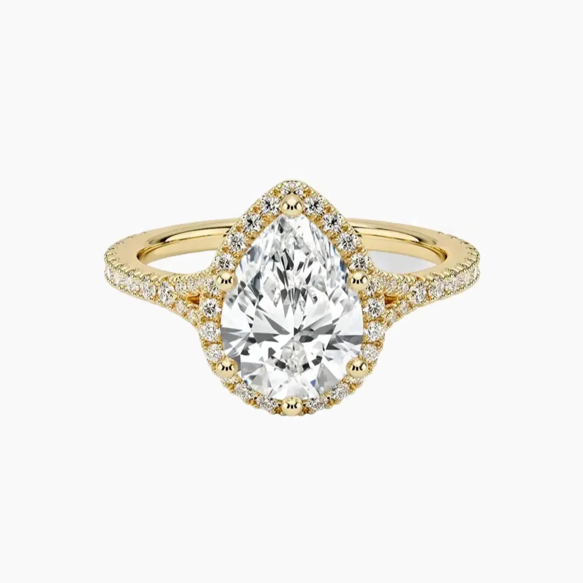 Lysandra Pear Hidden Halo 2.5 Carat Lab Grown Diamond Engagement Ring in 14K White Gold
