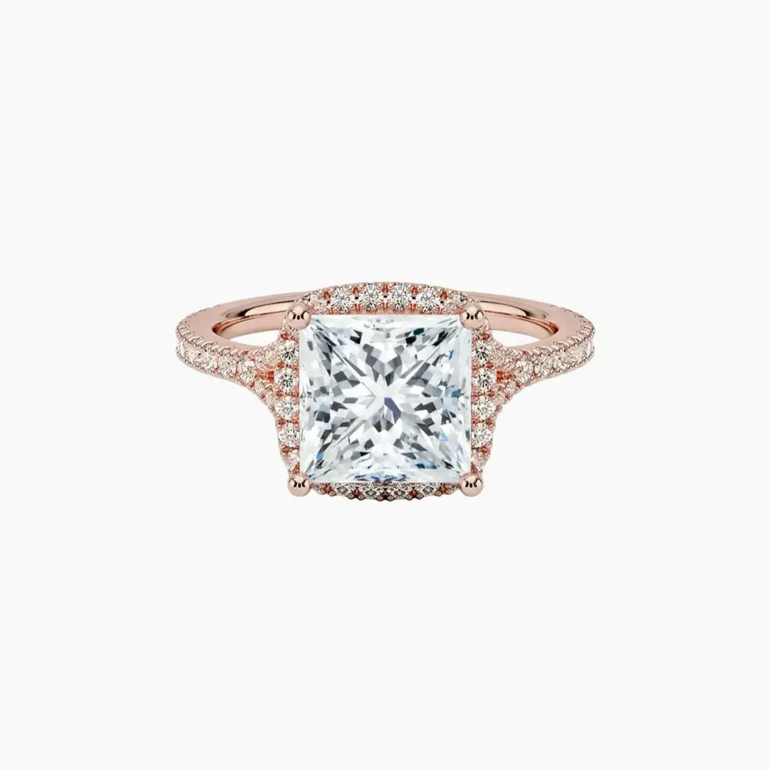Lysandra Princess Hidden Halo Diamond Ring Setting in 14K Yellow Gold