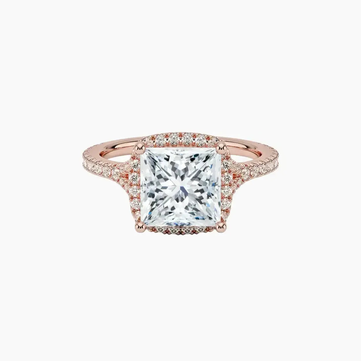 Lysandra Princess Hidden Halo 3 Carat Lab Grown Diamond Engagement Ring in 18K Rose Gold