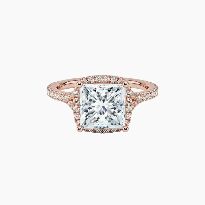 Lysandra Princess Hidden Halo 1 Carat Lab Grown Diamond Engagement Ring in 18K Rose Gold