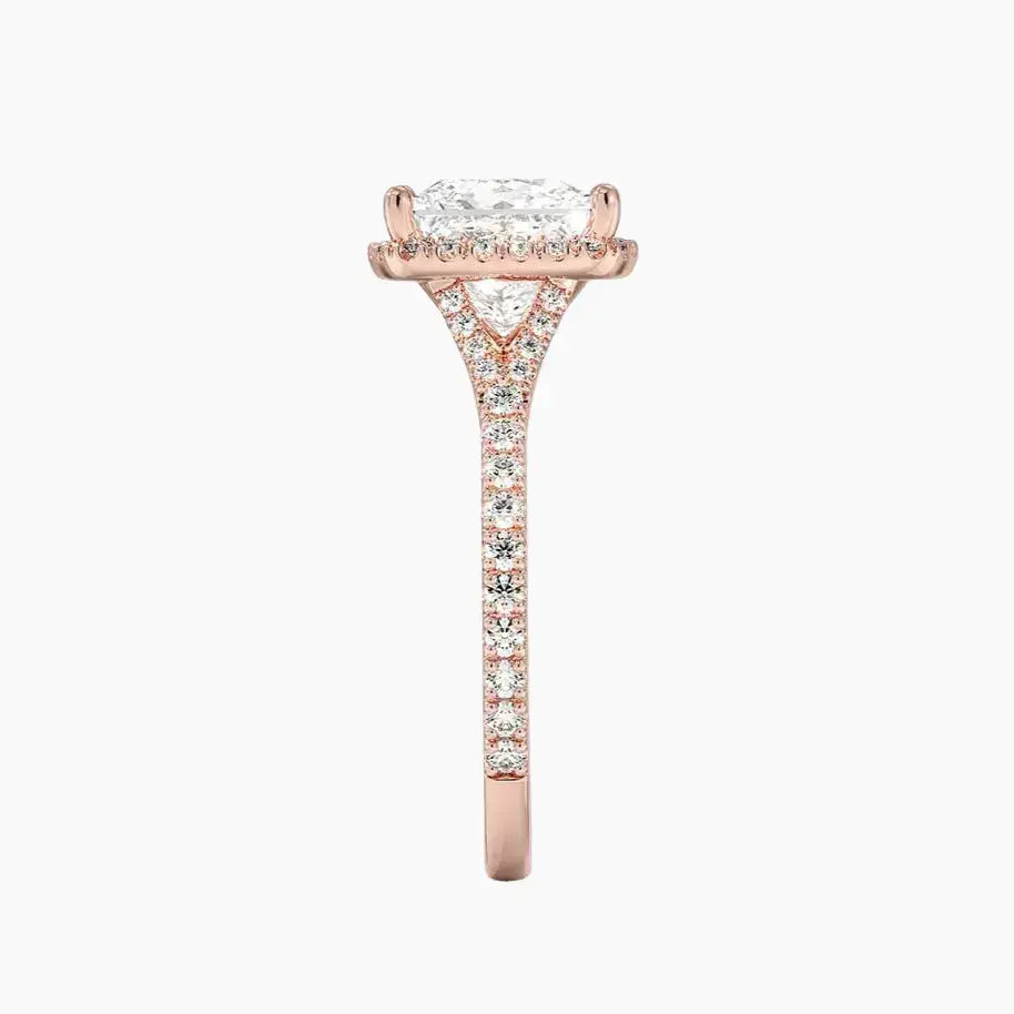 Lysandra Princess Hidden Halo Diamond Ring Setting in 18K Yellow Gold