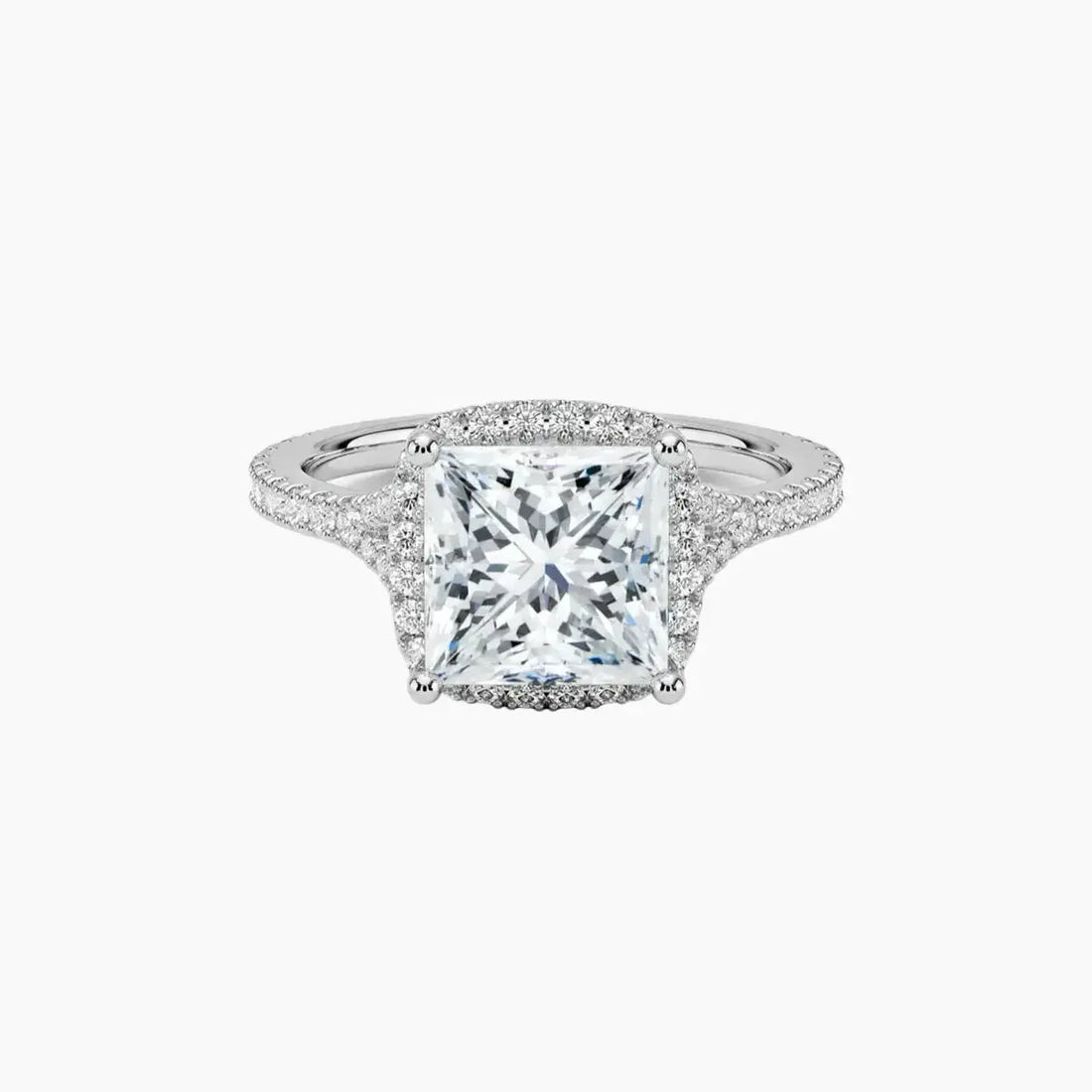 Lysandra Princess Hidden Halo 1 Carat Lab Grown Diamond Engagement Ring in 18K White Gold