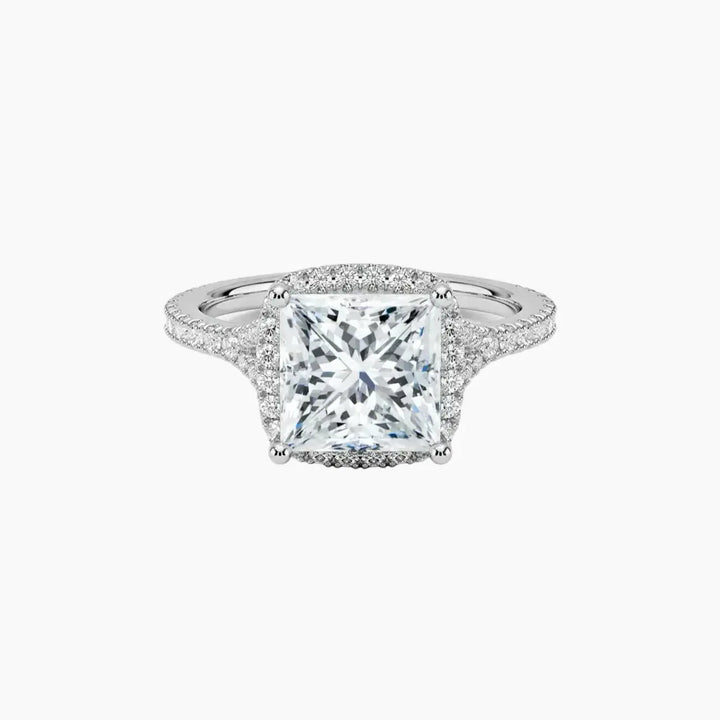 Lysandra Princess Hidden Halo 3 Carat Lab Grown Diamond Engagement Ring in 18K White Gold