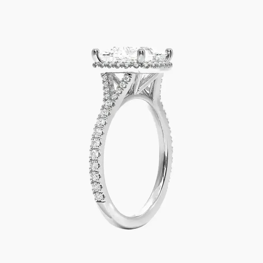 Lysandra Princess Hidden Halo 2.5 Carat Lab Grown Diamond Engagement Ring in 14K Rose Gold