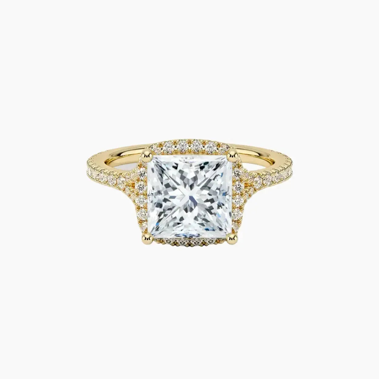 Lysandra Princess Hidden Halo Diamond Ring Setting in 18K Rose Gold