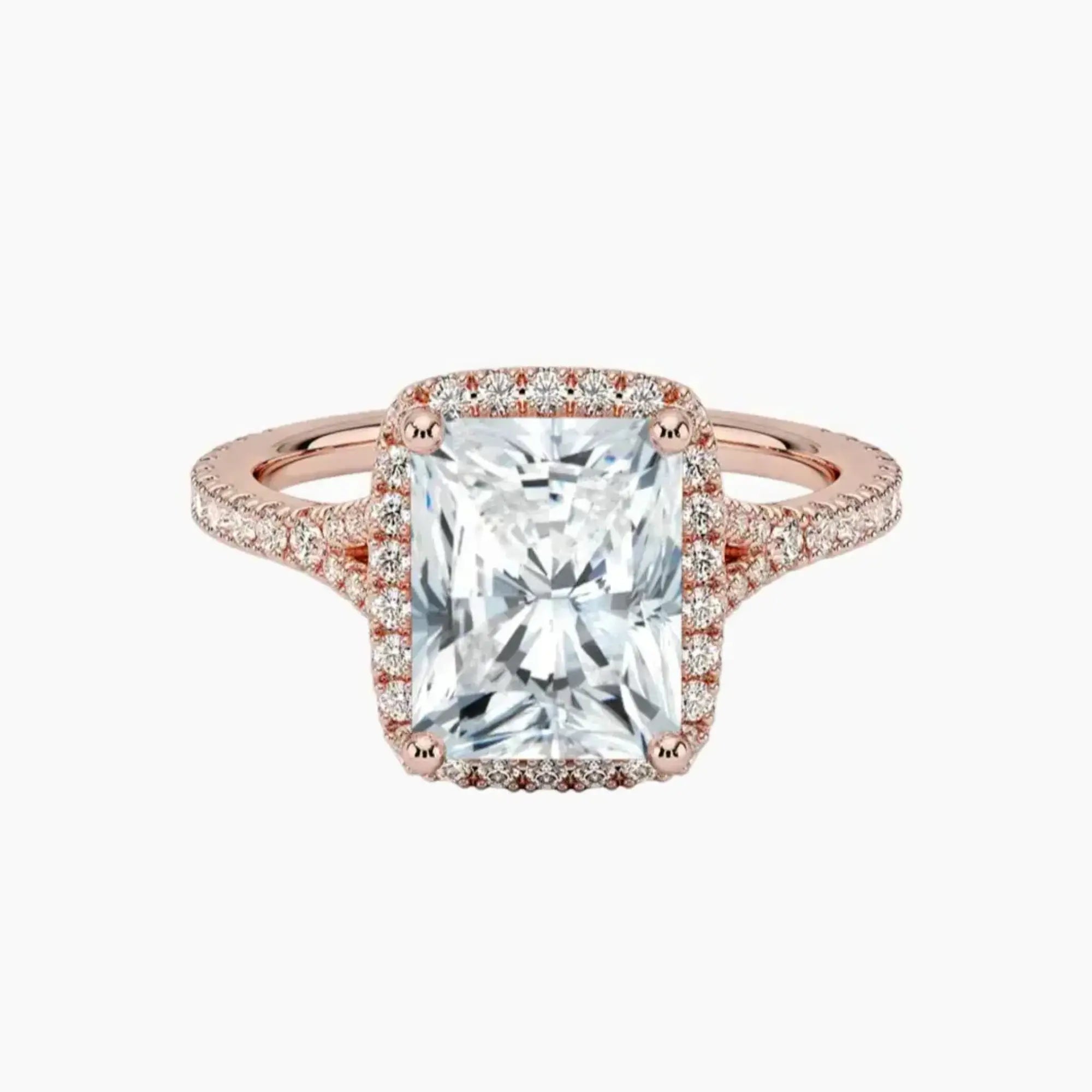Lysandra Radiant Hidden Halo 1.5 Carat Lab Grown Diamond Engagement Ring in 14K Rose Gold