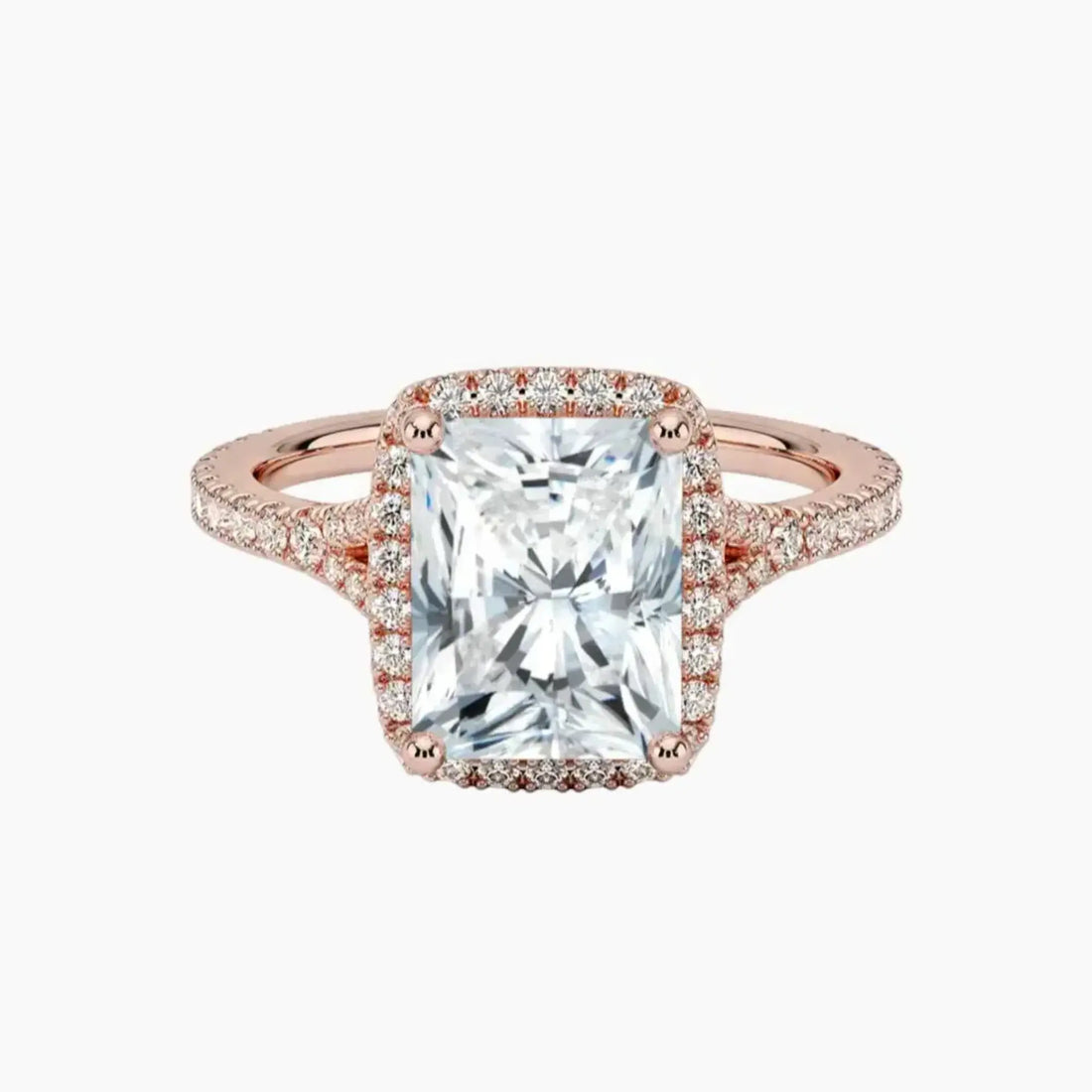 Lysandra Radiant Hidden Halo 2.5 Carat Lab Grown Diamond Engagement Ring in 14K Yellow Gold