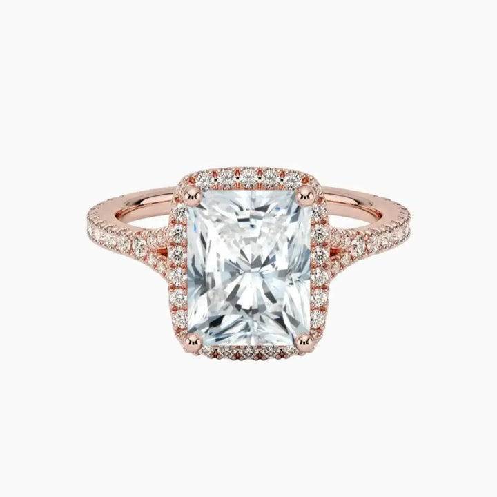 Lysandra Radiant Hidden Halo 2 Carat Lab Grown Diamond Engagement Ring in 18K Rose Gold