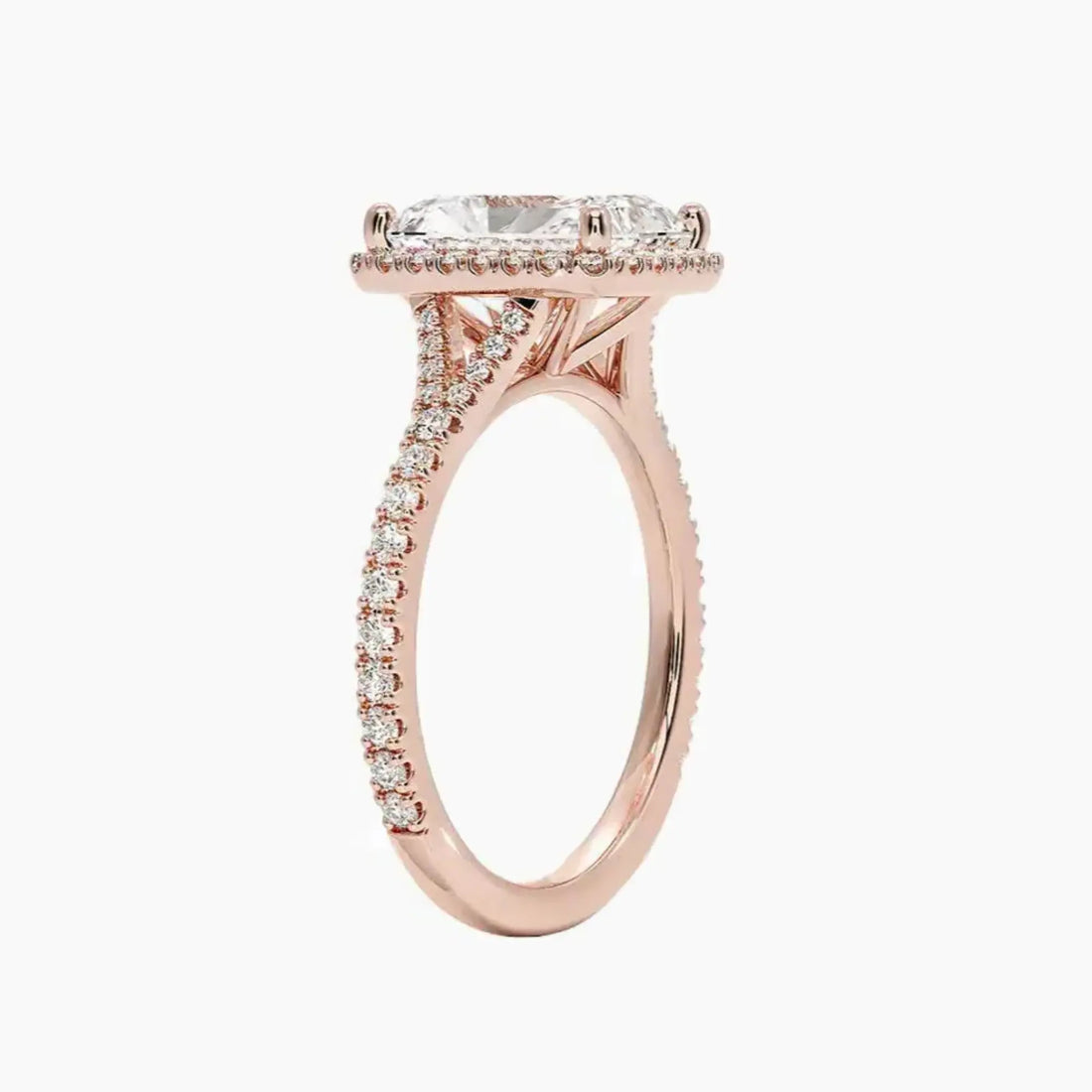 Lysandra Radiant Hidden Halo Diamond Ring Setting in 18K White Gold