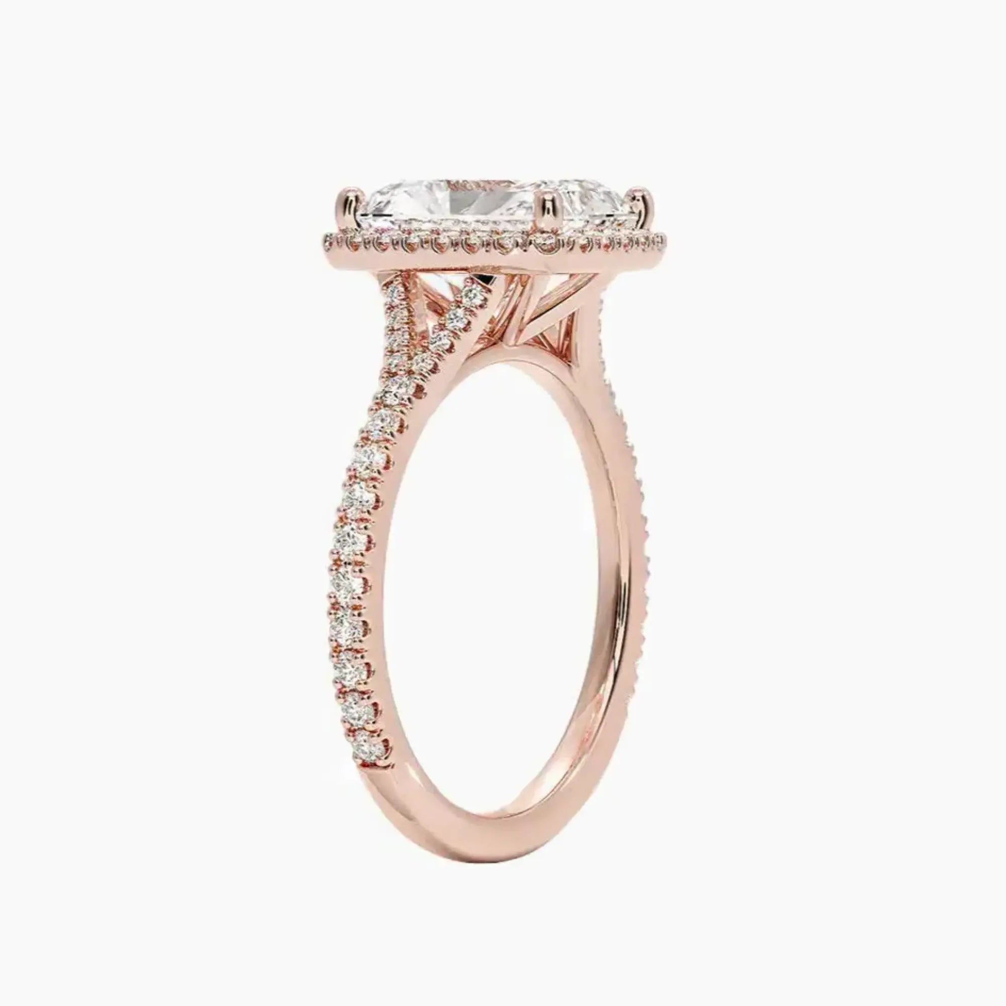 Lysandra Radiant Hidden Halo 3 Carat Lab Grown Diamond Engagement Ring in 14K Yellow Gold