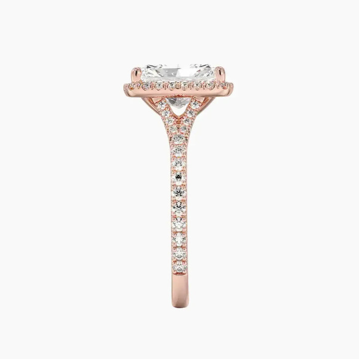Lysandra Radiant Hidden Halo 3 Carat Lab Grown Diamond Engagement Ring in 18K White Gold