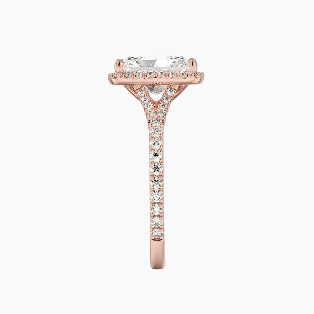 Lysandra Radiant Hidden Halo 1.5 Carat Lab Grown Diamond Engagement Ring in 14K Rose Gold