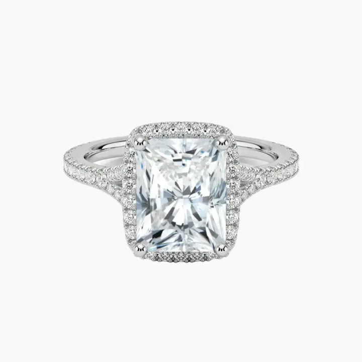 Lysandra Radiant Hidden Halo 2 Carat Lab Grown Diamond Engagement Ring in 18K White Gold