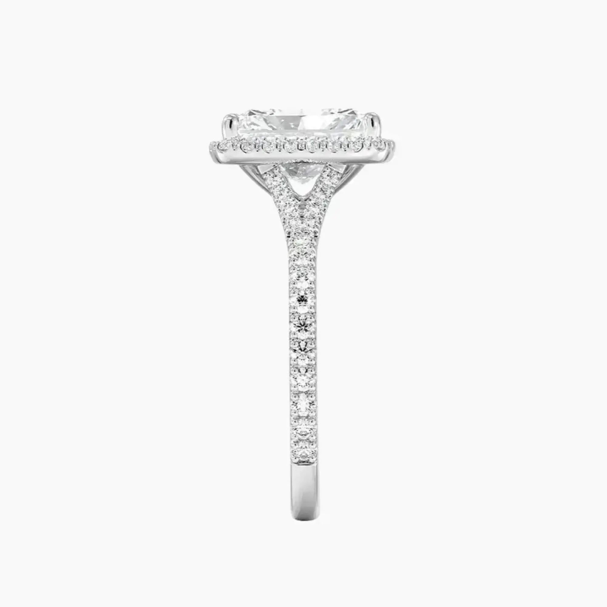 Lysandra Radiant Hidden Halo Diamond Ring Setting in 18K White Gold
