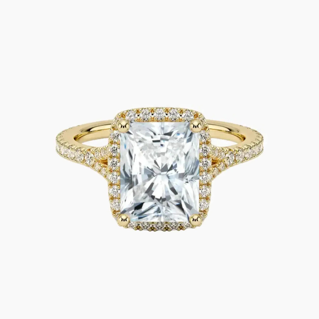 Lysandra Radiant Hidden Halo Diamond Ring Setting in 18K Rose Gold