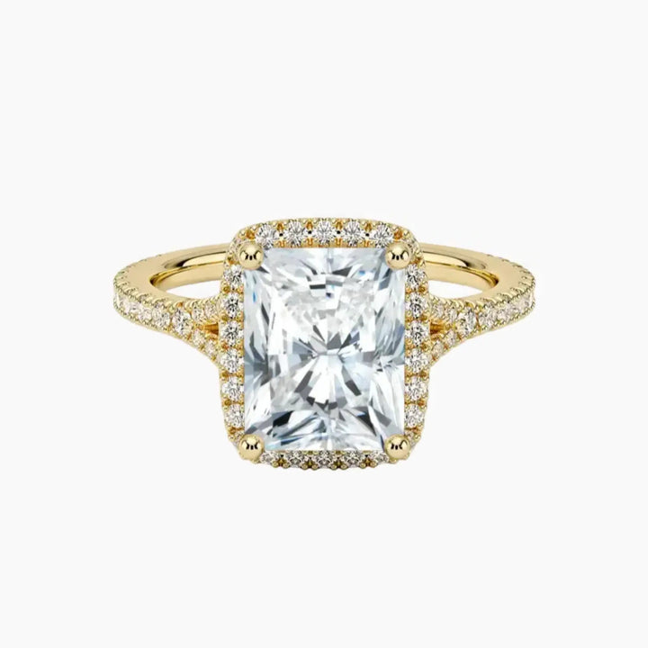 Lysandra Radiant Hidden Halo 3 Carat Lab Grown Diamond Engagement Ring in 14K Yellow Gold