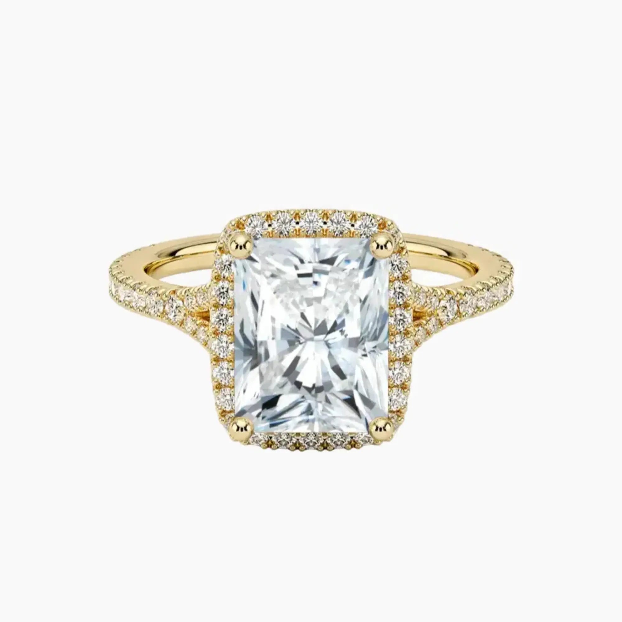 Lysandra Radiant Hidden Halo Diamond Ring Setting in 14K White Gold