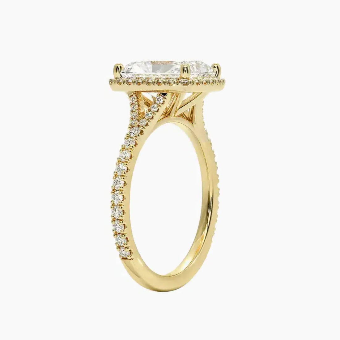 Lysandra Radiant Hidden Halo 2 Carat Lab Grown Diamond Engagement Ring in 18K White Gold