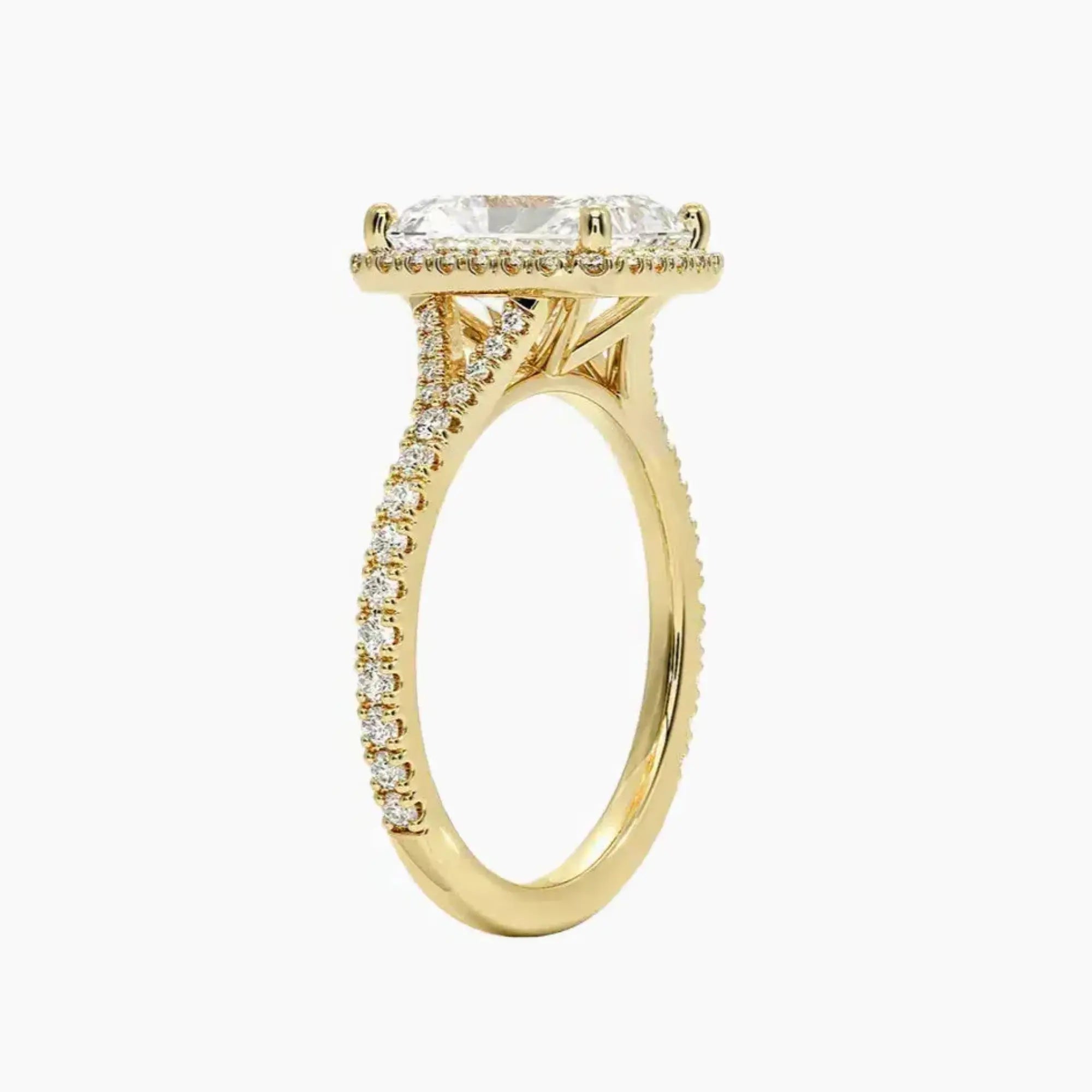 Lysandra Radiant Hidden Halo Diamond Ring Setting in 18K White Gold