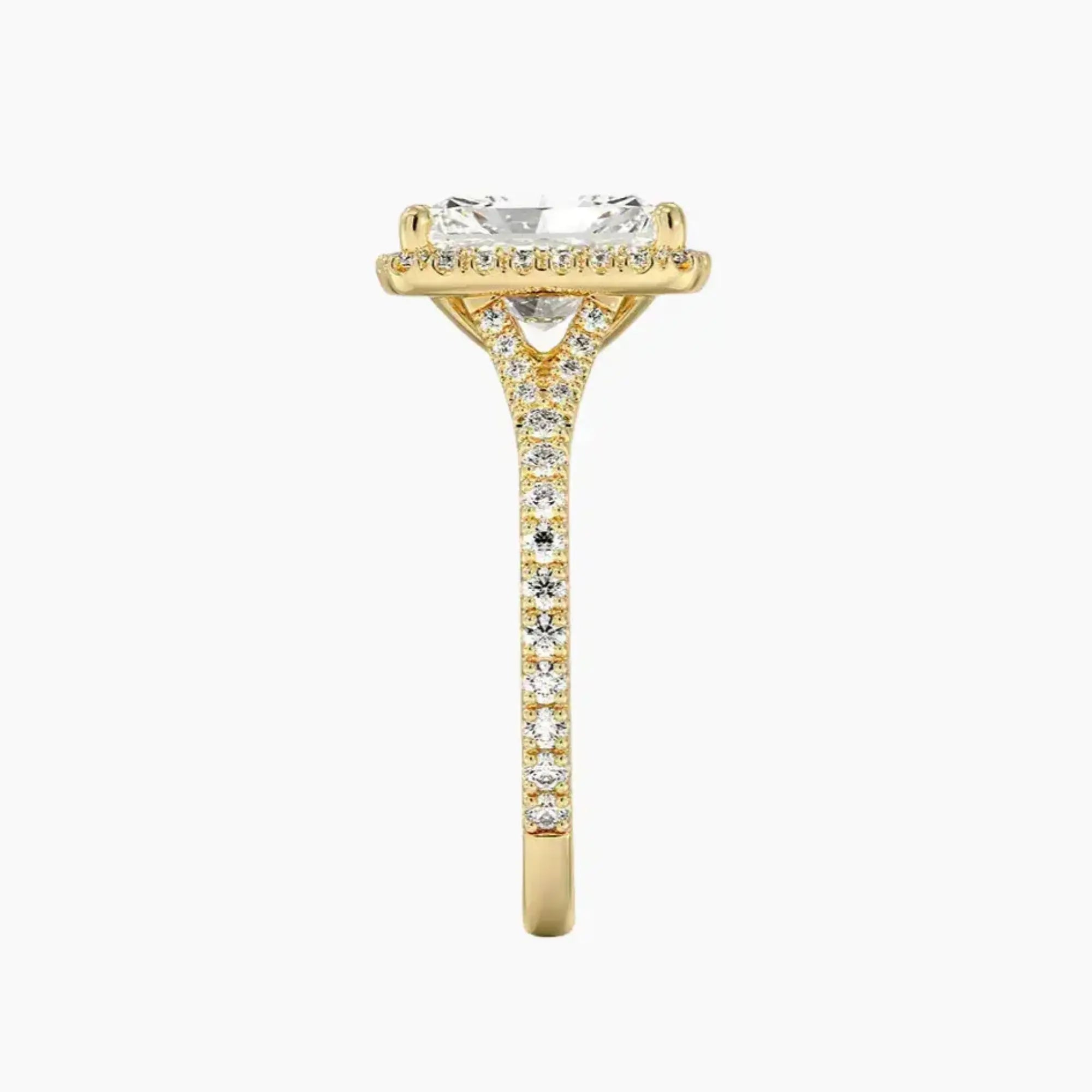 Lysandra Radiant Hidden Halo 3 Carat Lab Grown Diamond Engagement Ring in 18K White Gold