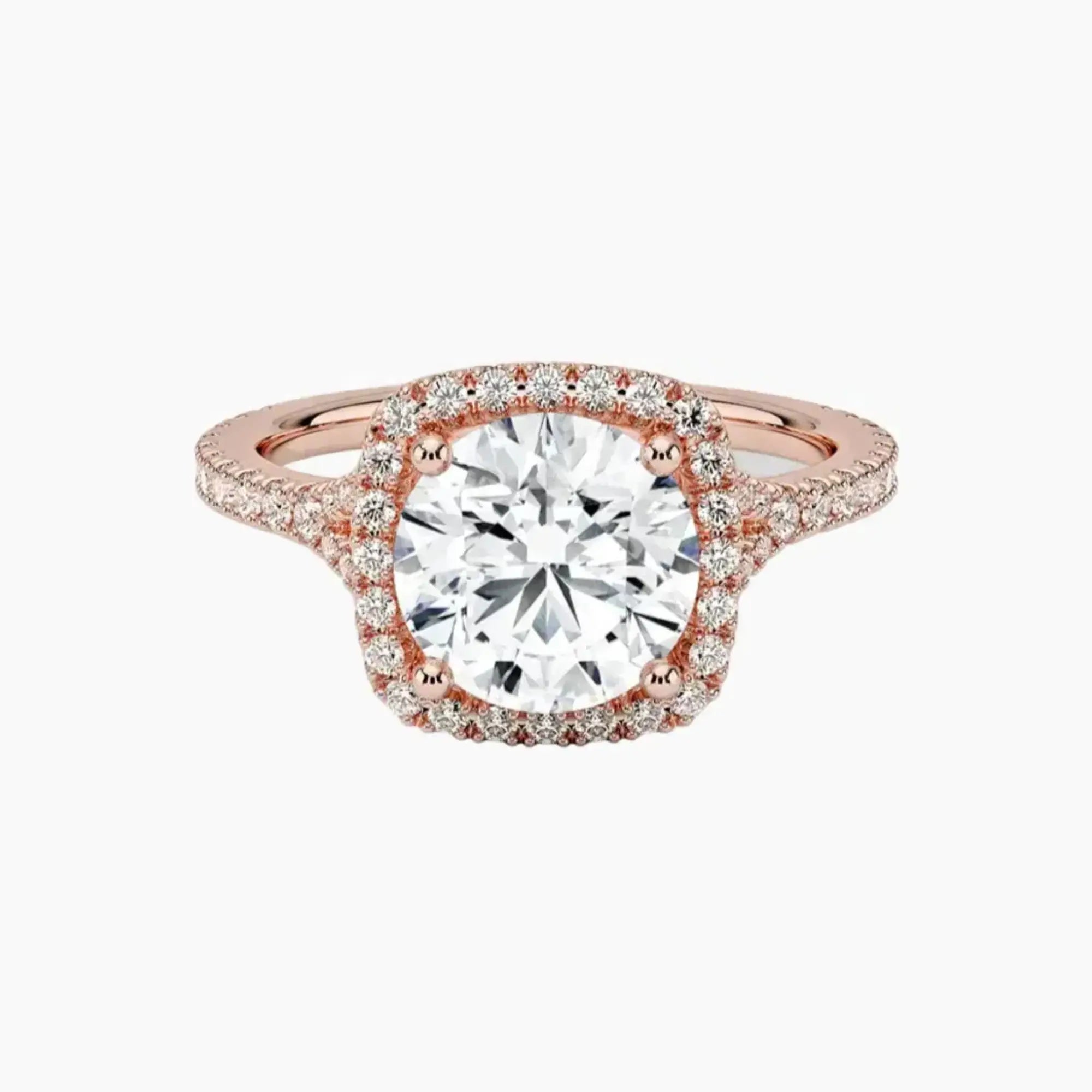 Lysandra Round Hidden Halo 1 Carat Lab Grown Diamond Engagement Ring in 18K Yellow Gold