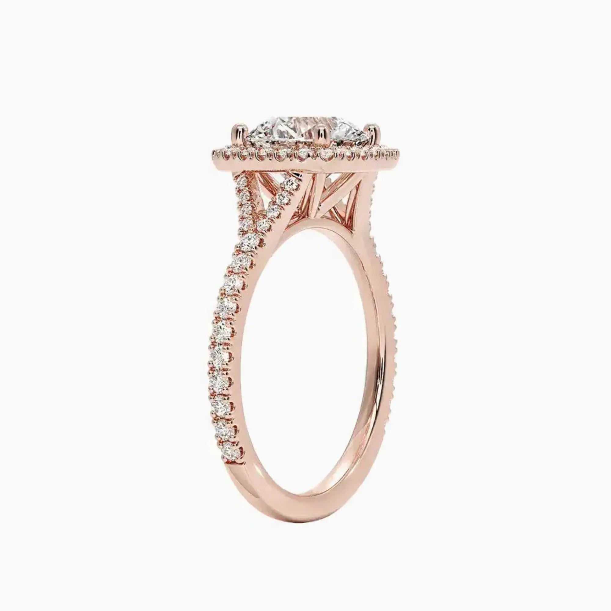 Lysandra Round Hidden Halo Diamond Ring Setting in 14K Rose Gold
