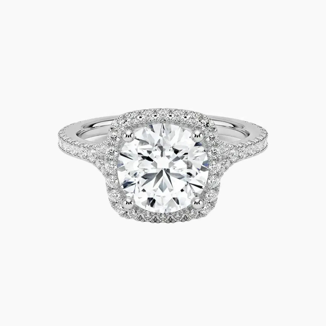 Lysandra Round Hidden Halo 3 Carat Lab Grown Diamond Engagement Ring in 18K Rose Gold