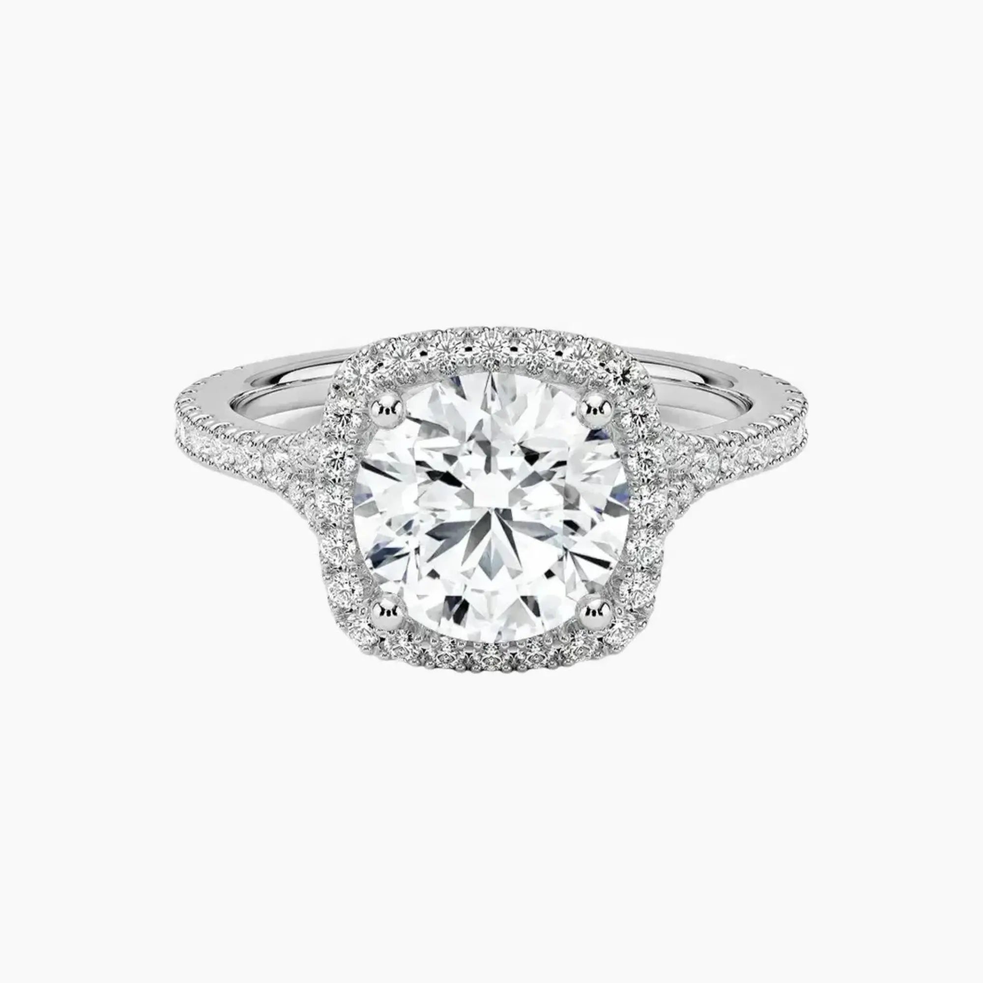 Lysandra Round Hidden Halo 1 Carat Lab Grown Diamond Engagement Ring in 18K White Gold