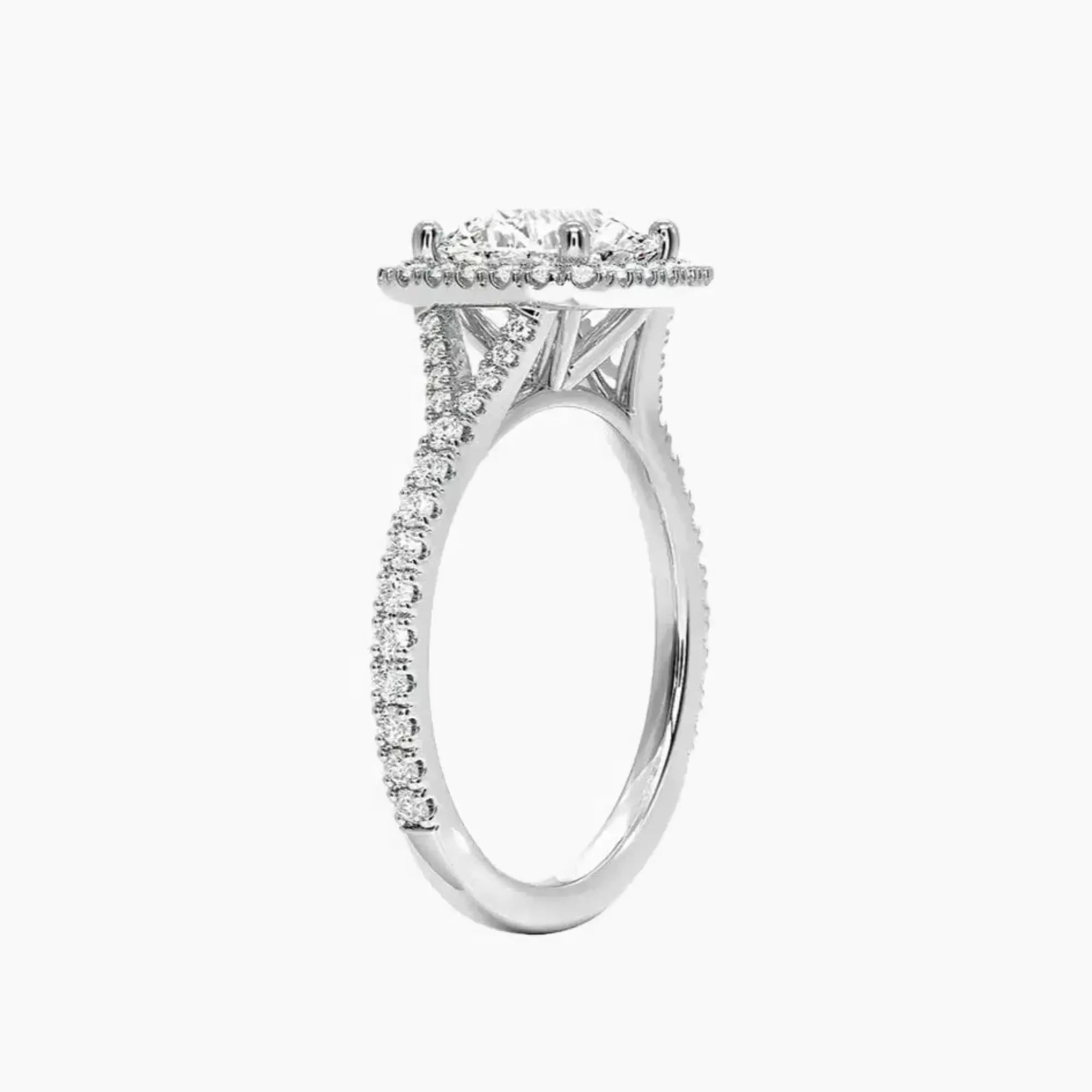 Lysandra Round Hidden Halo 1 Carat Lab Grown Diamond Engagement Ring in 18K Yellow Gold