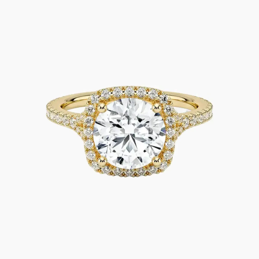 Lysandra Round Hidden Halo 2 Carat Lab Grown Diamond Engagement Ring in 14K White Gold