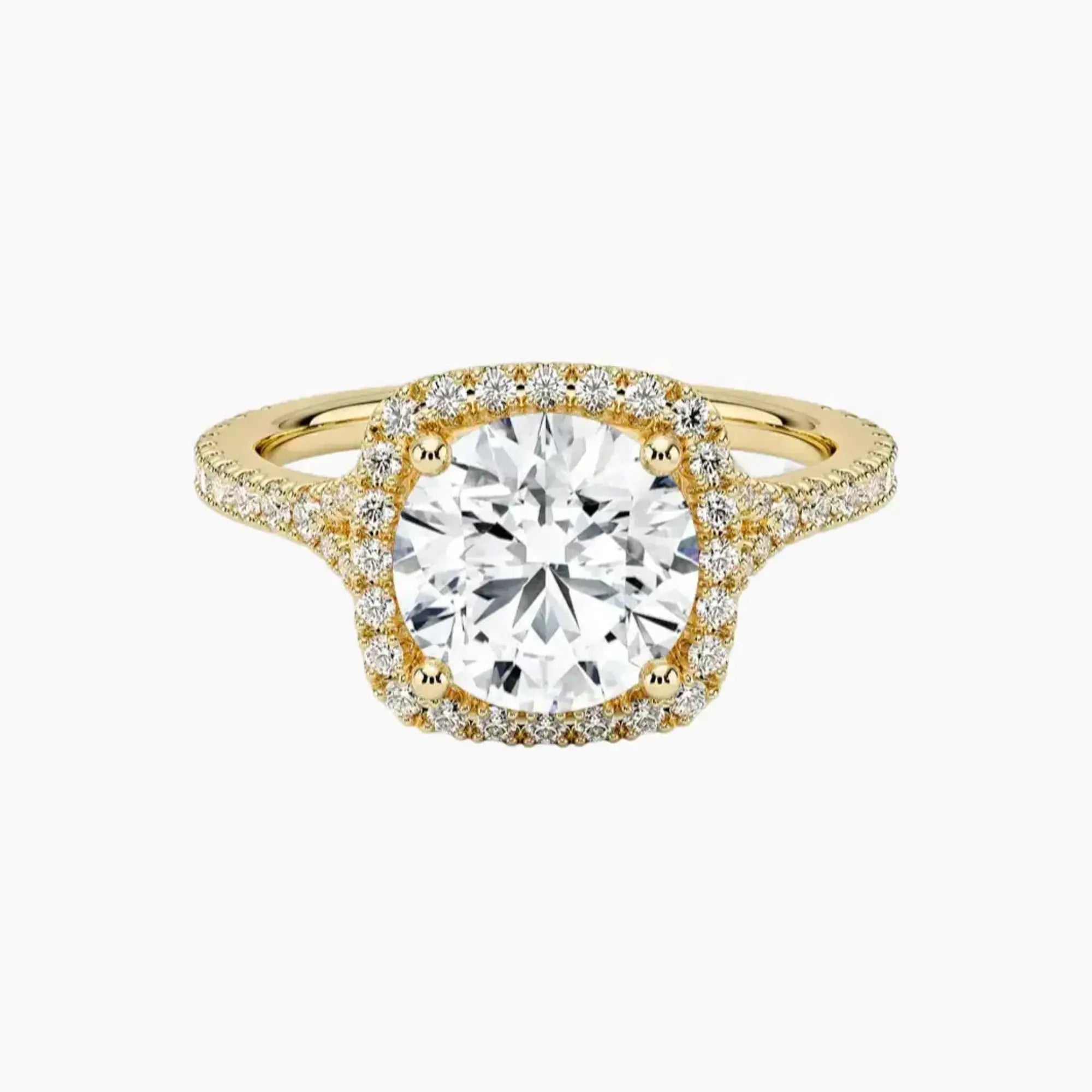 Lysandra Round Hidden Halo 3 Carat Lab Grown Diamond Engagement Ring in 14K White Gold