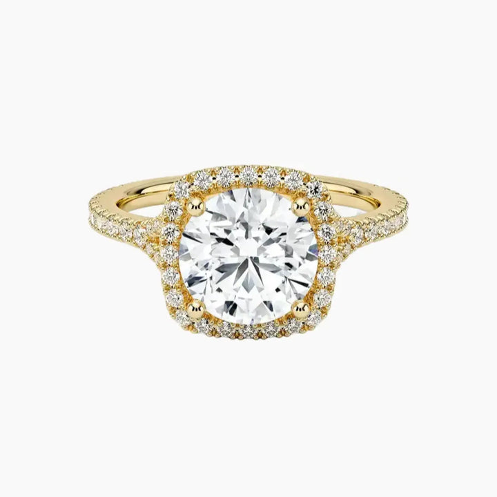 Lysandra Round Hidden Halo 2.5 Carat Lab Grown Diamond Engagement Ring in 18K Yellow Gold