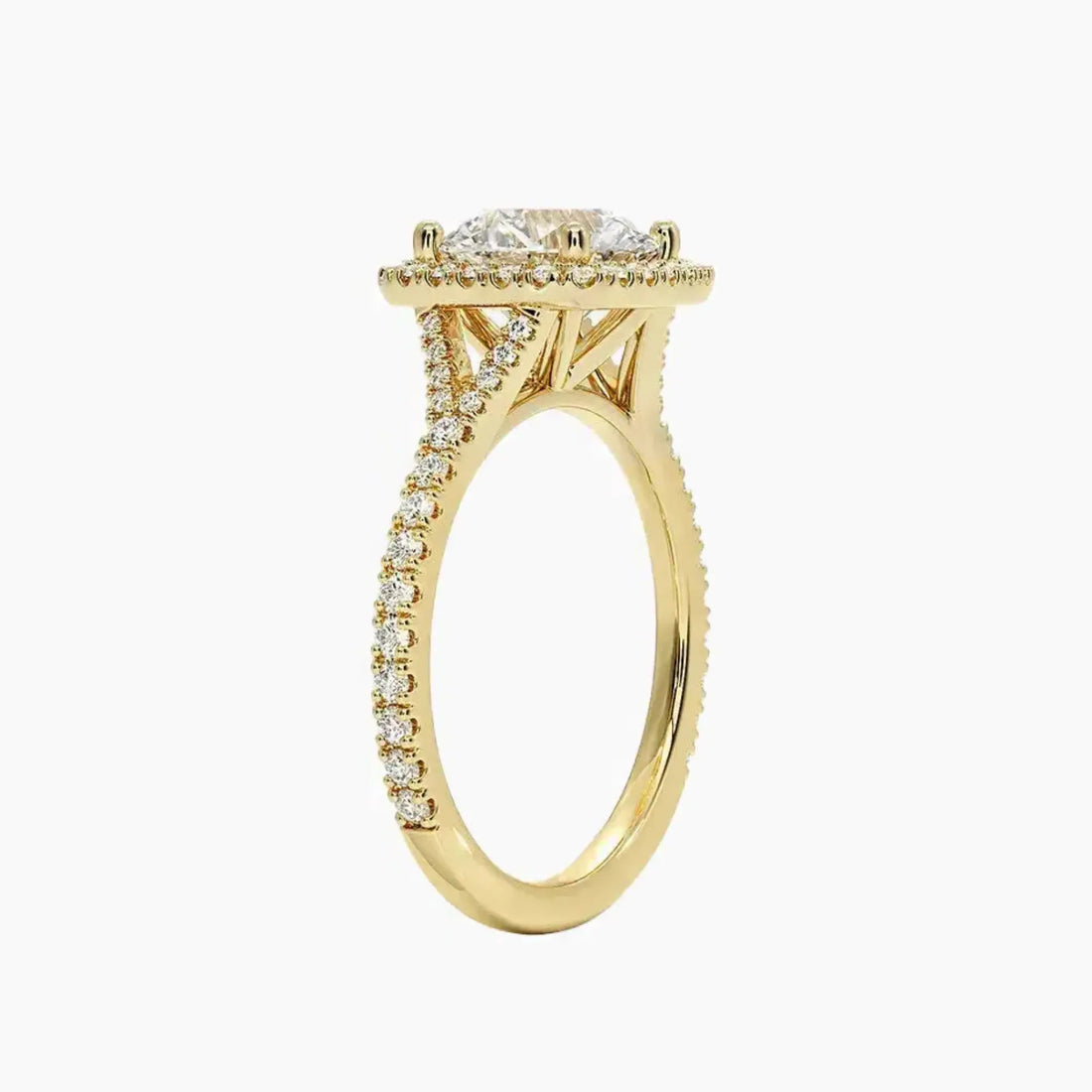 Lysandra Round Hidden Halo 3 Carat Lab Grown Diamond Engagement Ring in 18K Rose Gold